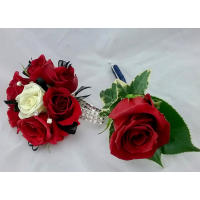 Red and White Rose Corsage Red and White Rose Corsage